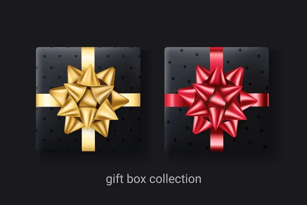 Set di 2 scatole regalo nere, regali decorativi da uomo — Vettoriale Stock