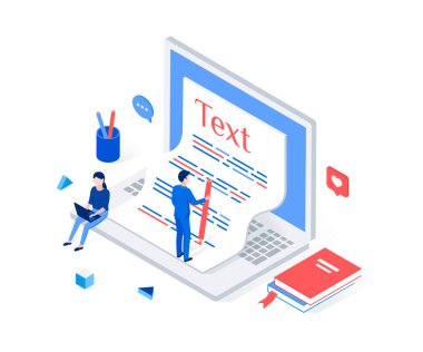 Kopyalama, blog yazma izometrik kavram.