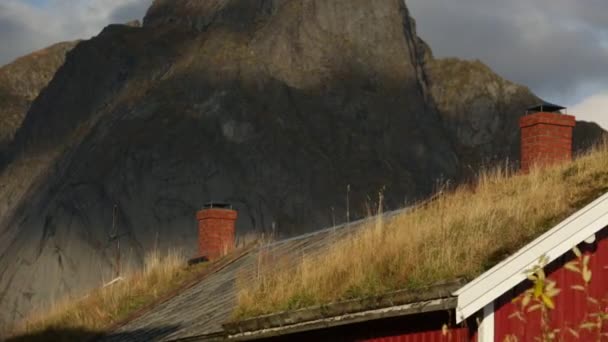 Weaving grass on roof of house — Stock Video