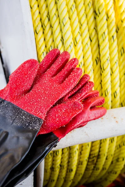 Γάντια αλιείας που καλύπτονται με — Φωτογραφία Αρχείου