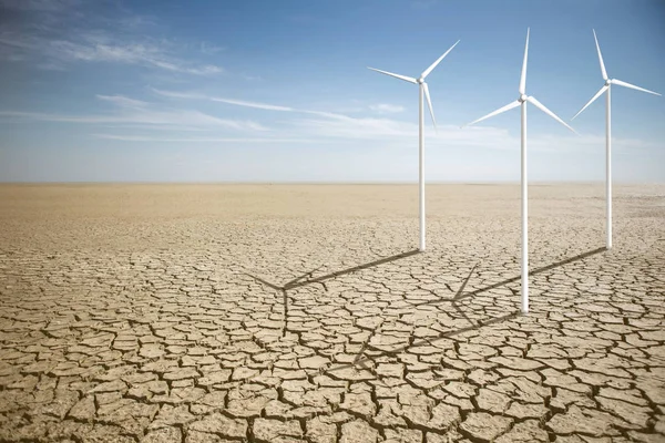 Les éoliennes dans le désert — Photo