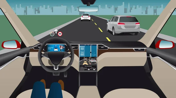 Autonomous self-driving car — Stock Vector