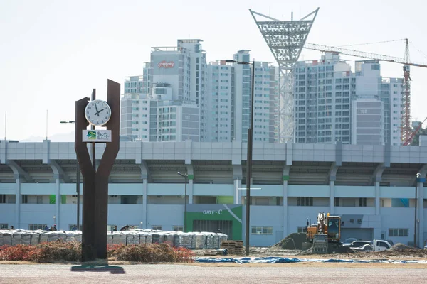 Construcción del Parque para los Juegos Olímpicos 2018 en Pyeongchang — Foto de Stock