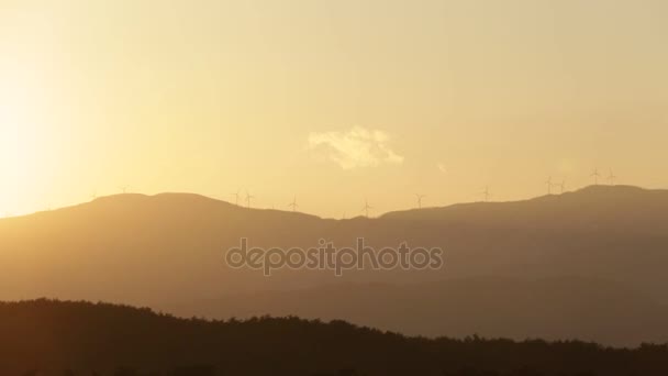 Wind turbines on top of a mountain — Stock Video