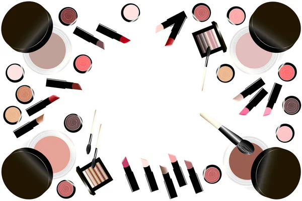 Conjunto de cosméticos con espacio de copia — Vector de stock