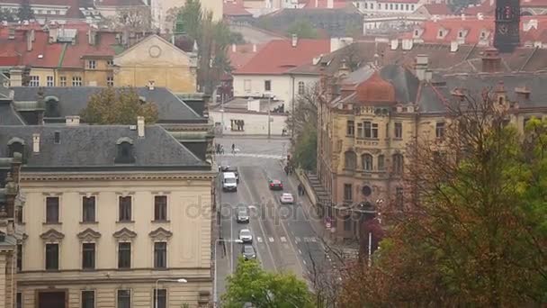 Prague Czech Republic October 2017 Top View Traffic Prague Street — Stock Video