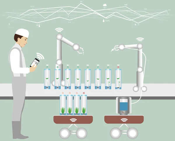 Internet de las cosas en la agricultura . — Vector de stock