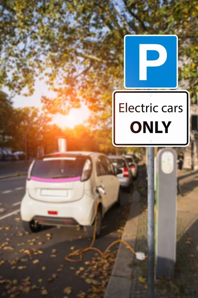 Parking sign only for electric vehicles.