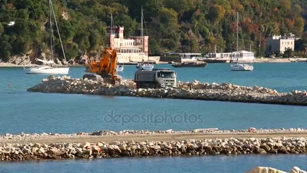 Herceg Novi Montenegro December 2017 Konstruktion Marina För Fritidsbåtar Havet — Stockvideo