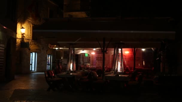 Nachts Leeres Café Freien — Stockvideo