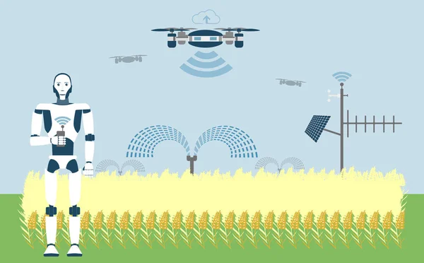 Smart Farm mit künstlicher Intelligenz. — Stockvektor