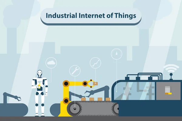 Internet industrial de las cosas. Fábrica digital moderna 4.0  . — Vector de stock