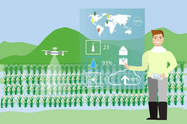 Fattoria intelligente con controllo wireless . — Vettoriale Stock