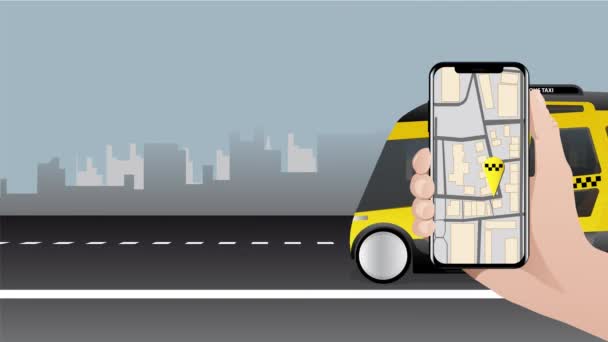 Управление Автономным Такси Помощью Мобильного Приложения Самоуправляемый Шаттл Прибывает Человеку — стоковое видео