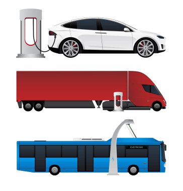 Set of electric vehicles clipart