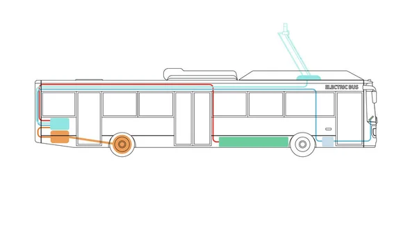 Schéma elektrický autobus — Stockový vektor