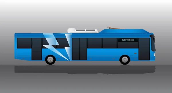 Autobuz electric albastru cu simbol fulger — Vector de stoc
