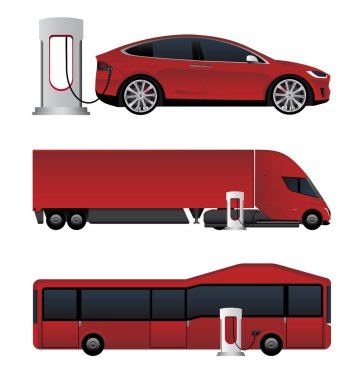 Set of electric vehicles.  clipart