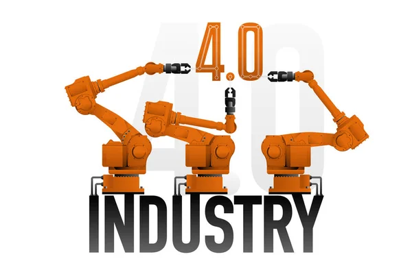 Los Robots Ensamblan Inscripción Concepto Industria Inteligente Ilustración Vectorial — Vector de stock