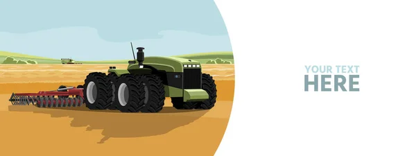 Autonóm Traktor Egy Intelligens Farmon Vektoros Bannersablon — Stock Vector