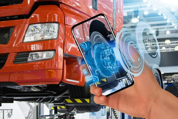 Een Truck Repareren Met Augmented Reality — Stockfoto