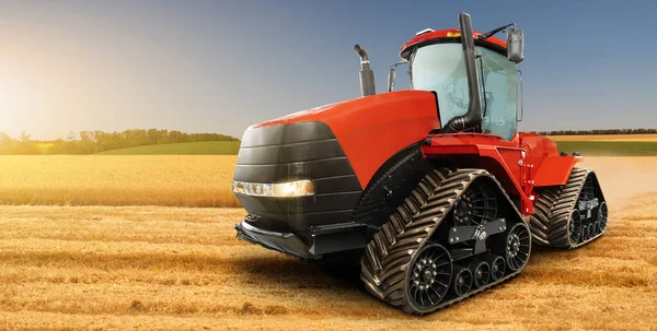 Red Rubber Tracked Agricultural Tractor — Stock Photo, Image