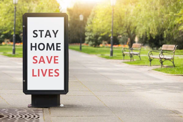 Street Banner Inscription Stay Home Lives Quarantine Self Isolation — Stock Photo, Image