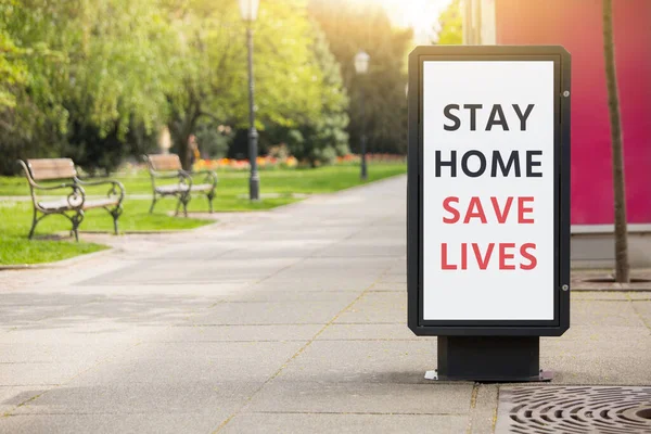 Street Banner Inscription Stay Home Lives Quarantine Self Isolation — Stock Photo, Image