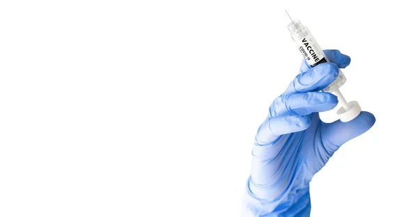 Doctor Syringe Inscription Vaccine Coronavirus Vaccination — Stock Photo, Image