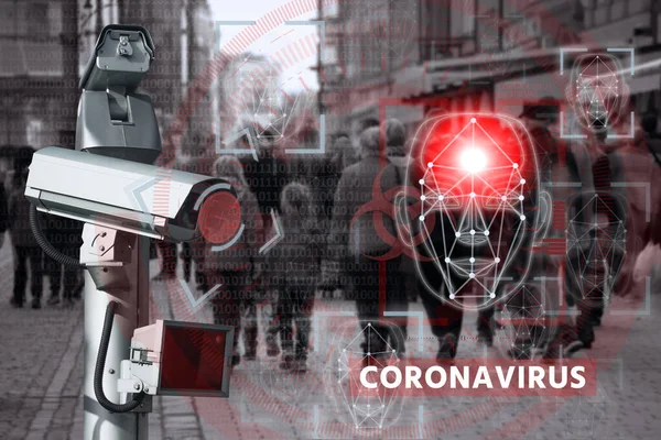 Camera Met Gezichtsherkenning Warmtebeeldsysteem Patiënten Met Coronavirus Zoeken — Stockfoto