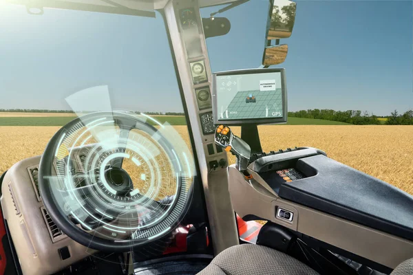 Autonomní Traktor Pracuje Poli Inteligentní Zemědělství — Stock fotografie