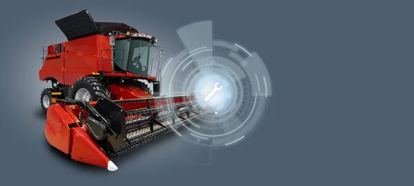 Kombinera Skördare Med Symbol För Service Underhåll Jordbruksmaskiner — Stockfoto