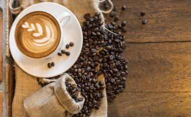 kahve latte sanat vintage ahşap tablo ile