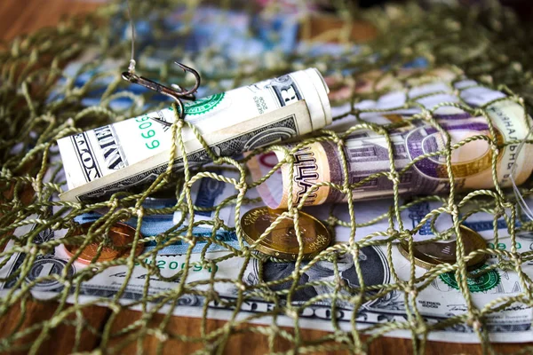 Belarusian money, dollar, fishing net