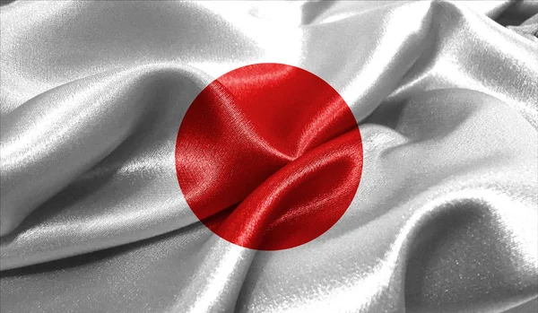 Realistic flag of Japan on the wavy surface of fabric