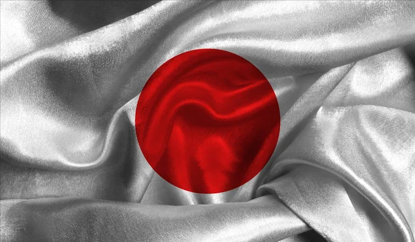 Realistic flag of Japan on the wavy surface of fabric. This flag can be used in design
