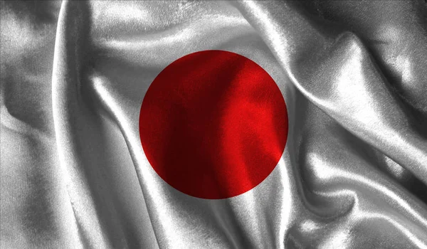 Realistic flag of Japan on the wavy surface of fabric. This flag can be used in design