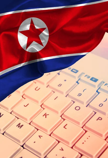 Grunge colorful flag North Korea with copyspace for your text or images.