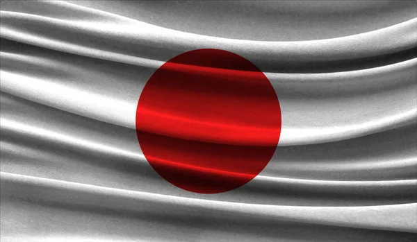 Realistic flag of Japan on the wavy surface of fabric