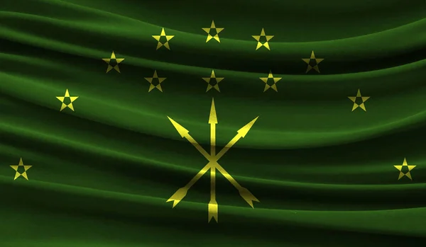 Realistic flag of Adygea on the wavy surface of fabric — Stock Image Realistic flag of Adygea on the wavy surface of fabric Royalty Free Stock Photos