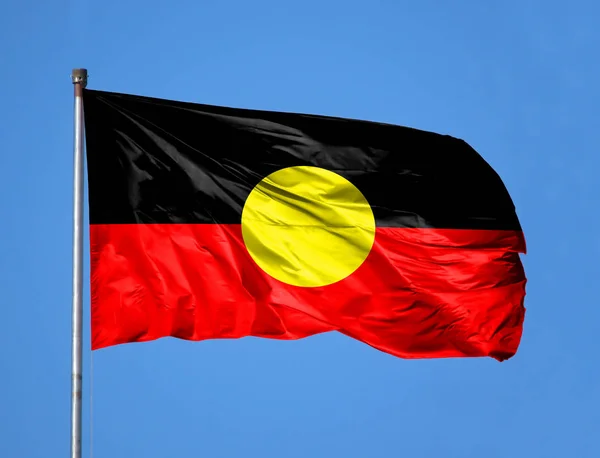 National flag of Australian Aboriginal on a flagpole