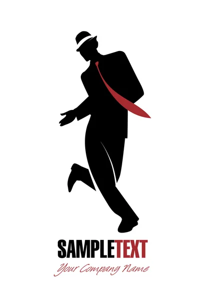 Silhouette de l'homme dansant le jazz — Image vectorielle