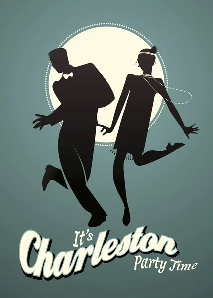 Lustiger Mann tanzt Charleston — Stockvektor