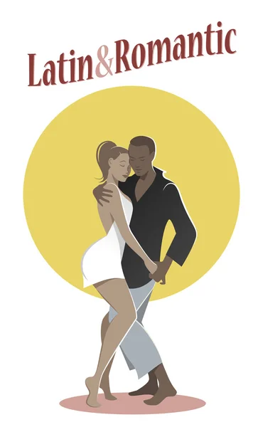 Pareja joven bailando música latina — Vector de stock