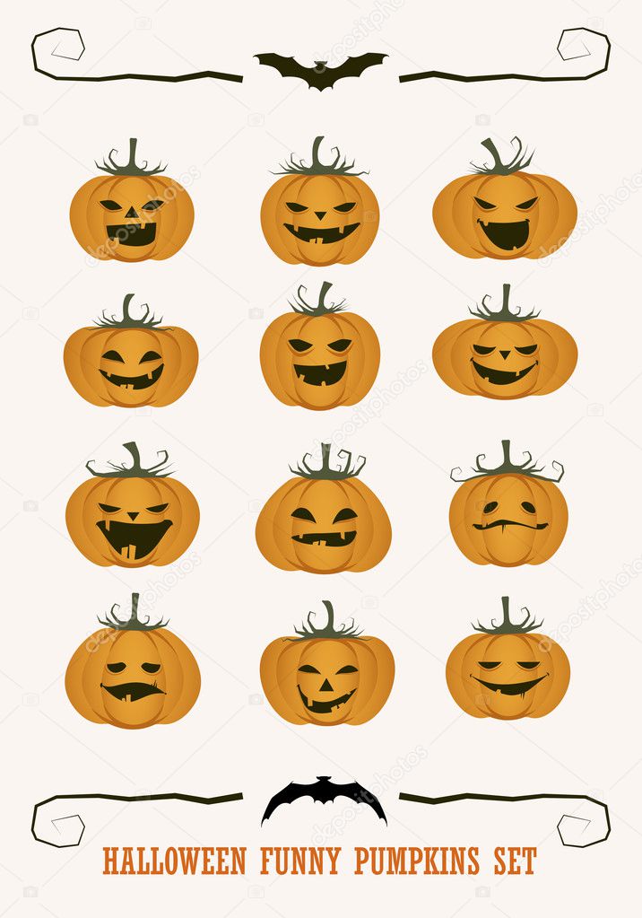 Halloween Funny Pumpkins Set