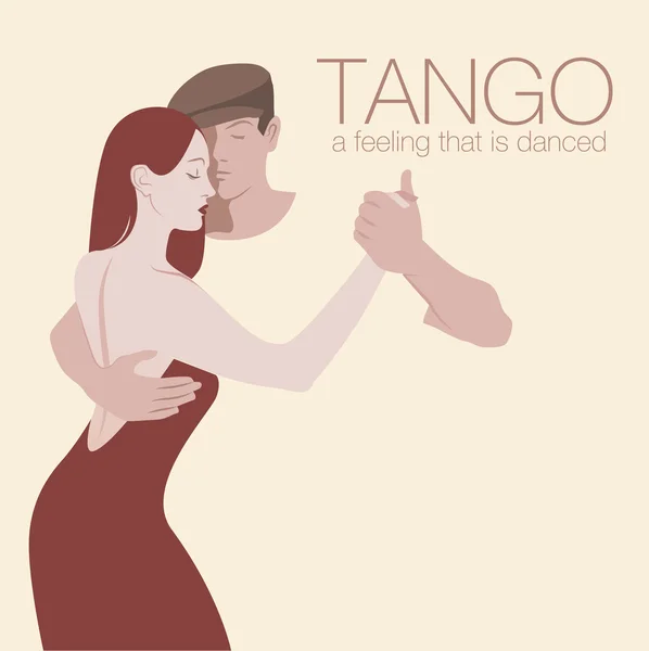 Pareja joven bailando tango — Vector de stock