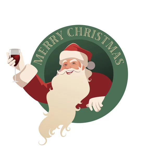 Santa Claus trzyma kieliszek wina — Wektor stockowy