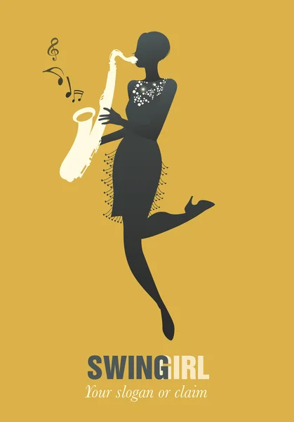 Kvinnor som spelar saxofon — Stock vektor