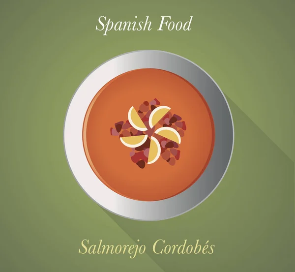 Comida española: Salmorejo cordobes — Vector de stock