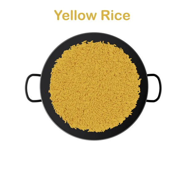 Yellow rice in paella pan isolated — Stock Vector